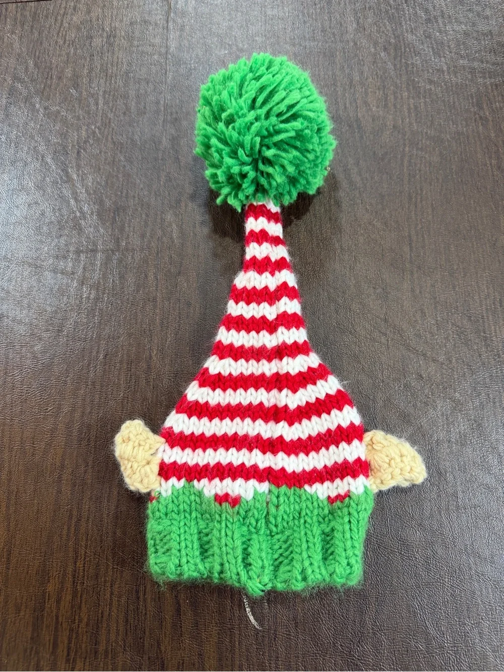 Elf Hat Christmas Beanie - Red, White & Green with Pom Sz 0-3M